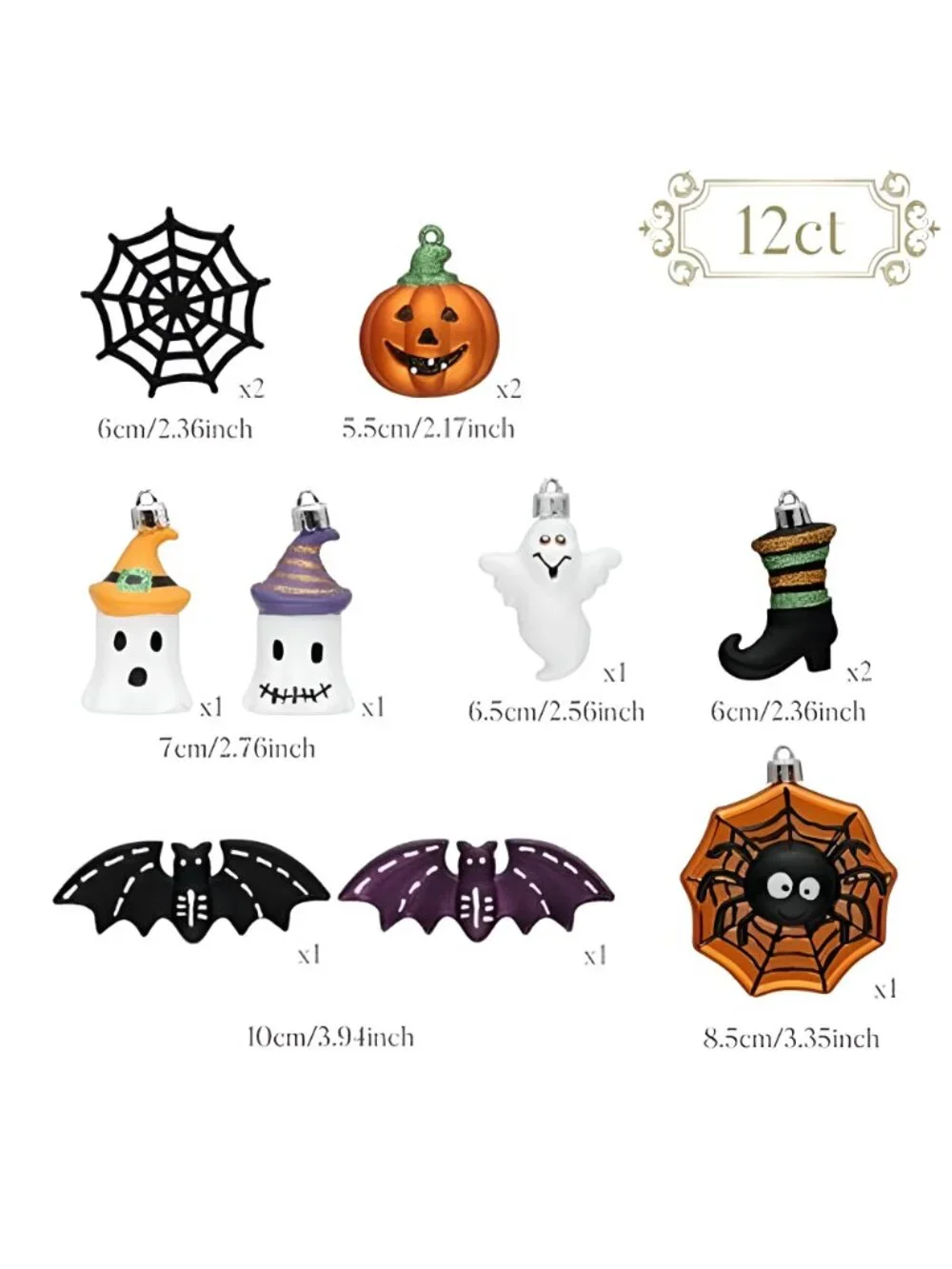 Halloween Tree Decorations Shatterproof Ornament Indoor 12ct